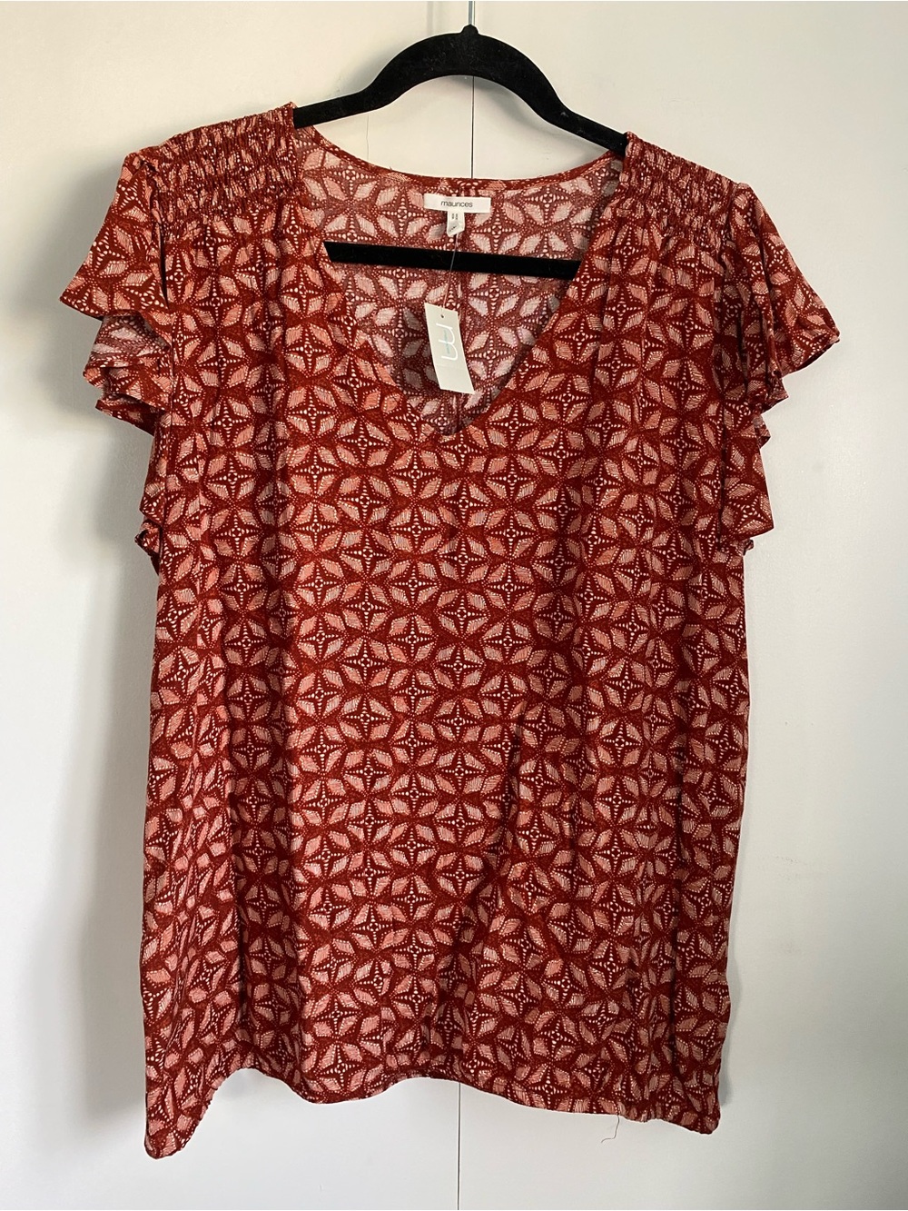 NWT Maurices XL Rust Patterned Blouse